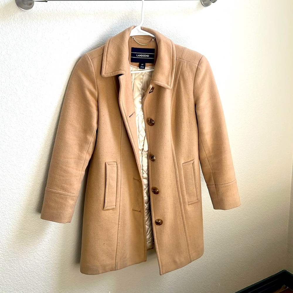 Lands end wool lined winter business coat